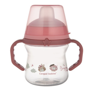 Canpol kubek z silikonowym ustnikiem firstcup 150ml bonjour różowy