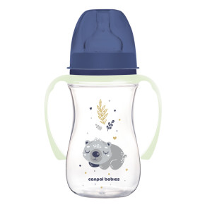 Canpol butelka antykolkowa ze świecącymi uchwytami easystart sleepy koala 240ml niebieska