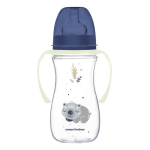 Canpol butelka antykolkowa ze świecącymi uchwytami easystart sleepy koala 300ml niebieska