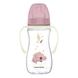 Canpol butelka antykolkowa ze świecącymi uchwytami easystart sleepy koala 300ml różowa