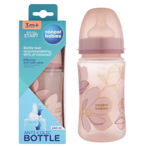 Canpol butelka antykolkowa easystart gold 240ml różowa