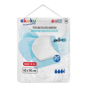 Akuku podkłady higieniczne jednorazowe do przewijania 60x90cm promed 20 sztuk