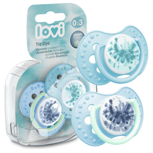 Lovi smoczek uspokajający dynamiczny tie dye blue 0-3m 2 sztuki