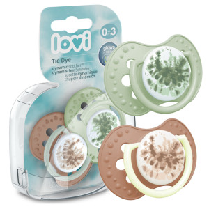 Lovi smoczek uspokajający dynamiczny tie dye green 0-3m 2 sztuki
