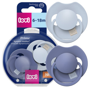 Lovi smoczek uspokajający dynamiczny prime 6-18m baby blue / blue 2 sztuki