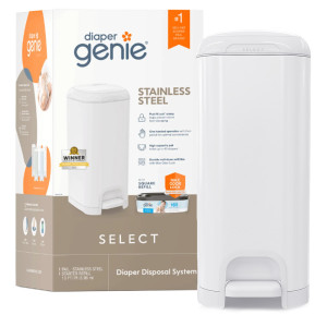 Angelcare diaper genie pojemnik na pieluchy ze stali nierdzewnej select + 1 wkład xl biały