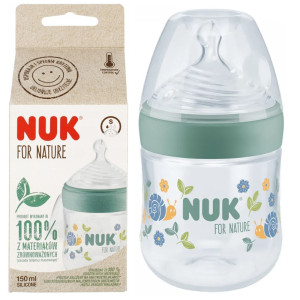 Nuk for nature butelka antykolkowa ze wskaźnikiem ciepła 150ml smoczek wolny przepływ zielona