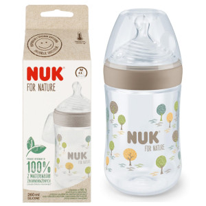 Nuk for nature butelka antykolkowa ze wskaźnikiem ciepła 260ml smoczek średni przepływ popielata