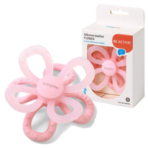 Babyono gryzak silikonowy na ząbkowanie sensoryczny flower różowy
