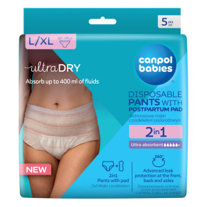Canpol oddychające jednorazowe majtki poporodowe z podkładem 2w1 l/xl