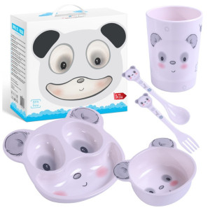 Bocioland zestaw naczyń z melaminy dla dziecka 5 elementów panda