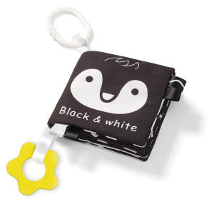 Babyono miękka książeczka sensoryczna kontrastowa z gryzakiem black&white