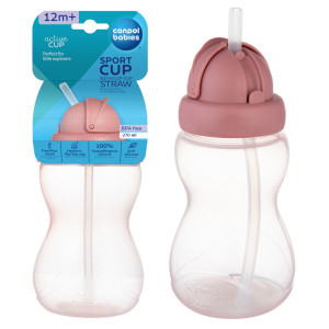 Canpol bidon sportowy ze składaną słomką 270ml różowy