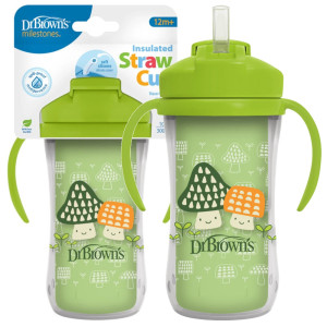 Dr. brown's bidon termiczny ze słomką 300ml zielony