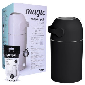 Magic kosz na zużyte pieluchy czarny + worki