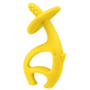 Mombella 2w1 gryzak uspokajający, szczoteczka silikonowa elephant żółty