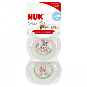 Nuk smoczek uspokajający silikonowy 6-18m star tygrysek/kubuś 2 sztuki