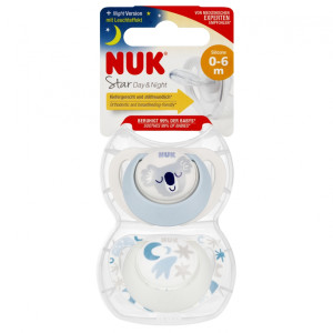 Nuk smoczek uspokajający silikonowy 0-6m star day&night koala 2 sztuki