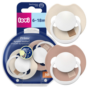 Lovi smoczek uspokajający dynamiczny prime 6-18m ivory glow / blush glow 2 sztuki