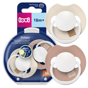 Lovi smoczek uspokajający dynamiczny prime 18m+ ivory glow / blush glow 2 sztuki
