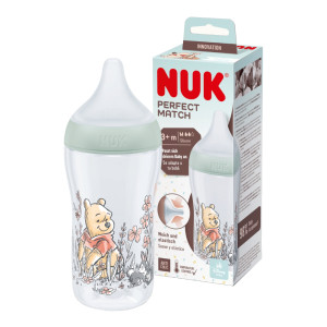 Nuk perfect match kubuś puchatek antykolkowa butelka dla niemowląt 3m+ z silikonowym smoczkiem m 260ml