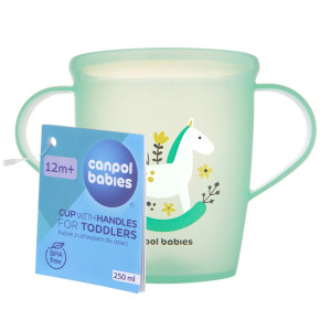 Canpol kubek otwarty z uchwytami 250ml toys zielony