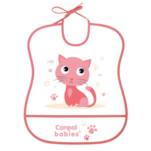 Canpol śliniak zmywalny z kieszonką miękki cute animals kotek