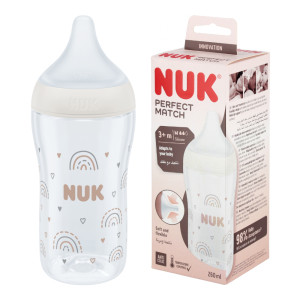 Nuk perfect match antykolkowa butelka dla niemowląt 3m+ z silikonowym smoczkiem m 260ml