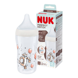 Nuk perfect match tygrysek antykolkowa butelka dla niemowląt 3m+ z silikonowym smoczkiem m 260ml