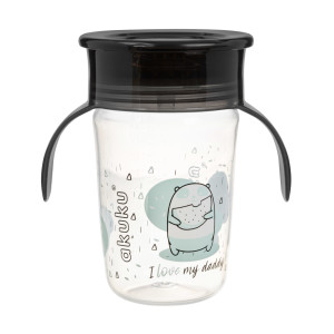 Akuku kubek-niekapek do nauki picia 360° 240ml dla dzieci 9m+ ciemny