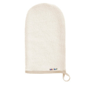 Akuku rękawica myjka kąpielowa dla niemowląt frotte 100% bawełna 18x9,5 cm ecru