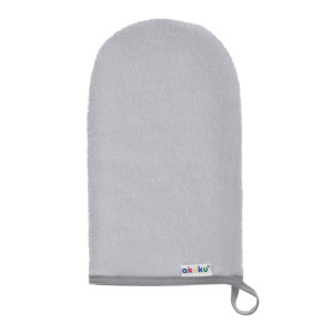 Akuku rękawica myjka kąpielowa dla niemowląt frotte 100% bawełna 18x9,5 cm szara