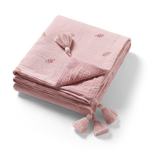 Babyono kocyk muślinowy dla niemowląt 100% bawełna różowy 75×100cm