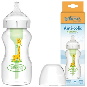 Dr brown′s options+ butelka antykolkowa szeroka szyjka 270ml ze smoczkiem 3m+ żyrafa