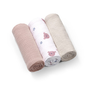 Babyono pieluszki muślinowe marszczone 3 sztuki 100% bawełna 70x70cm super miękkie