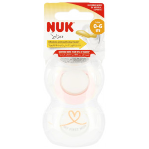 Nuk smoczek uspokajający lateksowy 0-6m star różowy