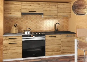 Meble kuchenne 180 cm dębowe dąb wotan dąb sonoma z blatem  BELINI