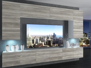 Meblościanka 300 cm TV/RTV szary antracyt grafitowy  BELINI meble do salonu