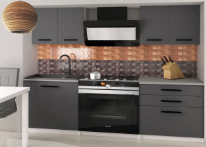 Meble kuchenne 120 cm szare antracyt grafitowy z blatem  BELINI