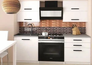 Meble kuchenne proste  120 cm białe mat z blatem  BELINI