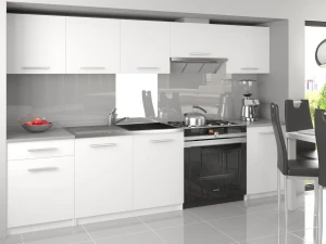Meble kuchenne 240 cm białe mat z blatem  BELINI