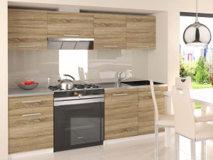 Meble kuchenne 180 cm dębowe dąb wotan dąb sonoma z blatem  BELINI