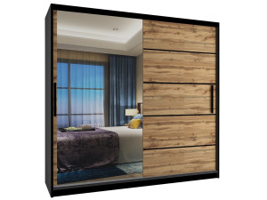 Szafa przesuwna 200 cm z lustrem dębowa dąb wotan dąb sonoma  BELINI