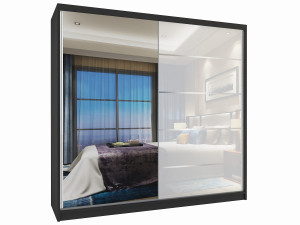 Szafa przesuwna 200 cm z lustrem biały połysk  BELINI