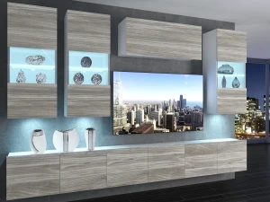 Meblościanka 300 cm TV/RTV szary antracyt grafitowy  BELINI meble do salonu
