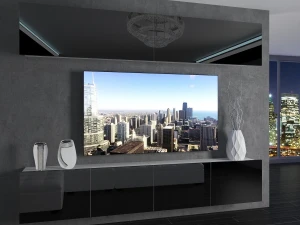 Meblościanka 200 cm TV/RTV czarna połysk  BELINI meble do salonu