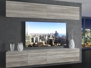 Meblościanka 200 cm TV/RTV szara antracyt grafitowa  BELINI meble do salonu