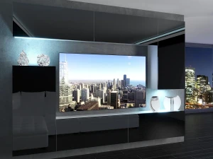 Meblościanka 250 cm TV/RTV czarna połysk  BELINI meble do salonu