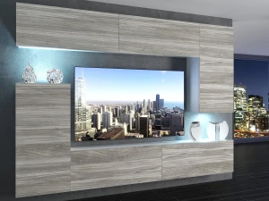 Meblościanka 250 cm TV/RTV szara antracyt grafitowa  BELINI meble do salonu