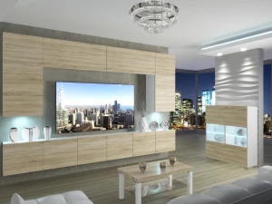 Meblościanka 300 cm TV/RTV dębowa dąb sonoma  BELINI meble do salonu